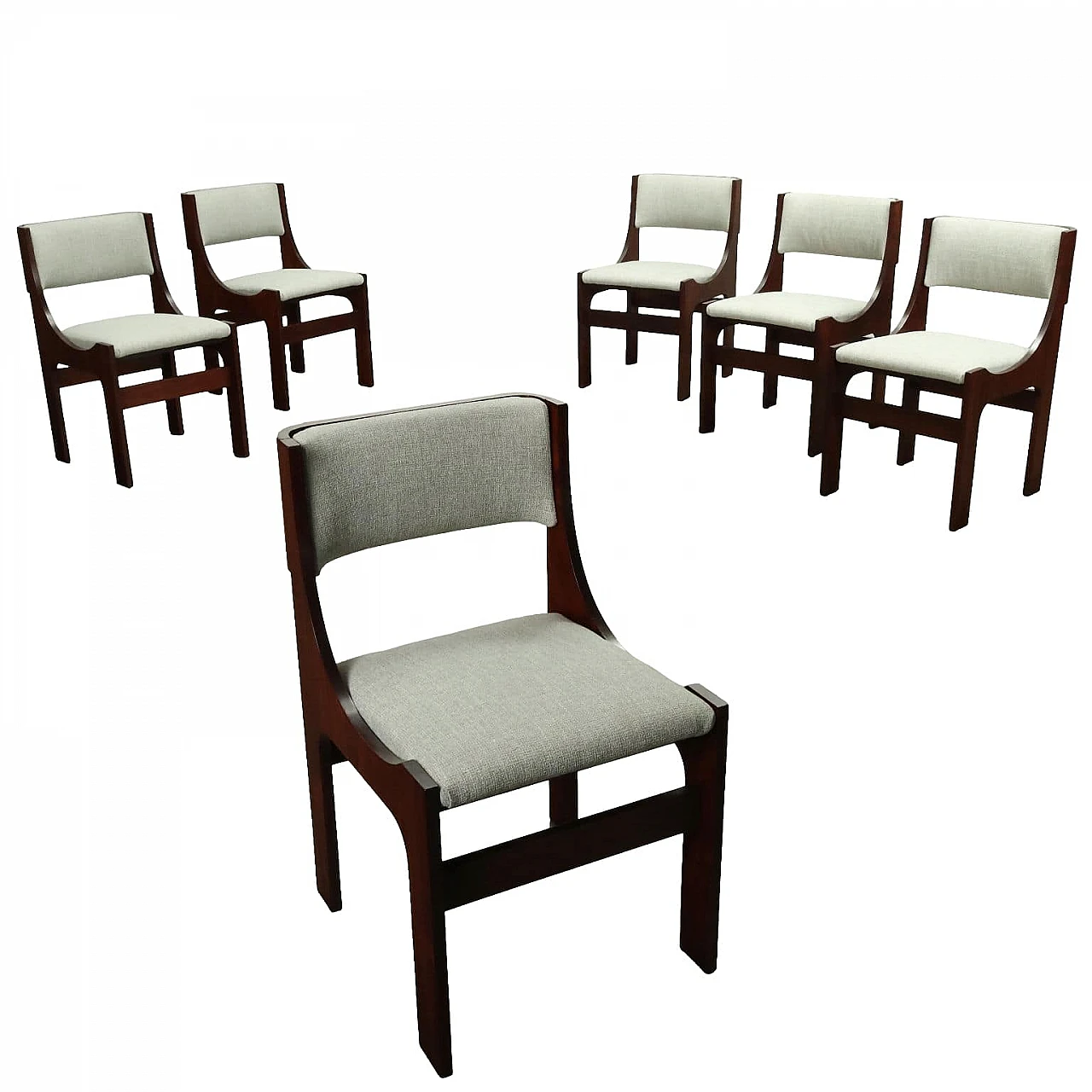 6 Chairs veneered in exotic wood, 1960s 1