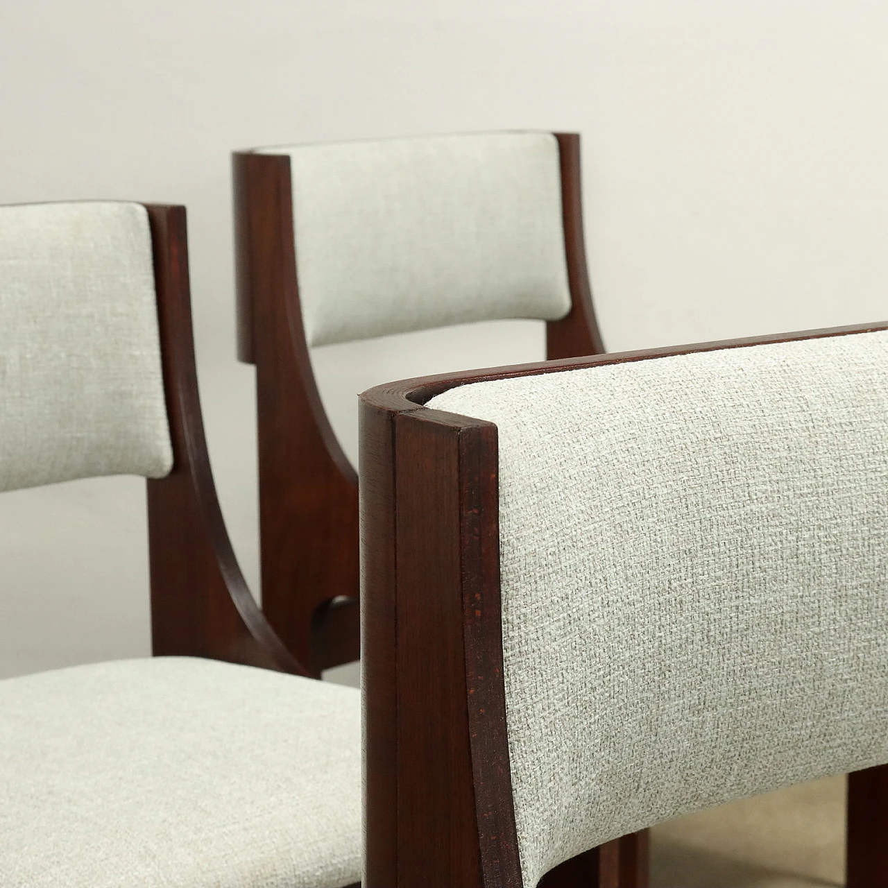 6 Chairs veneered in exotic wood, 1960s 4