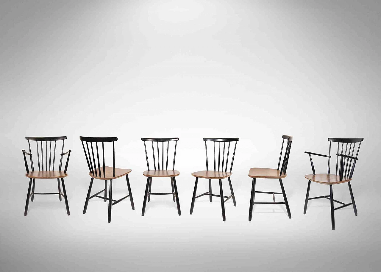 Ilmari Tapiovaara, set di 6 sedie da pranzo Fanett Anni 2000 1