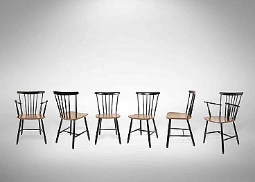 Ilmari Tapiovaara, set di 6 sedie da pranzo Fanett Anni 2000
