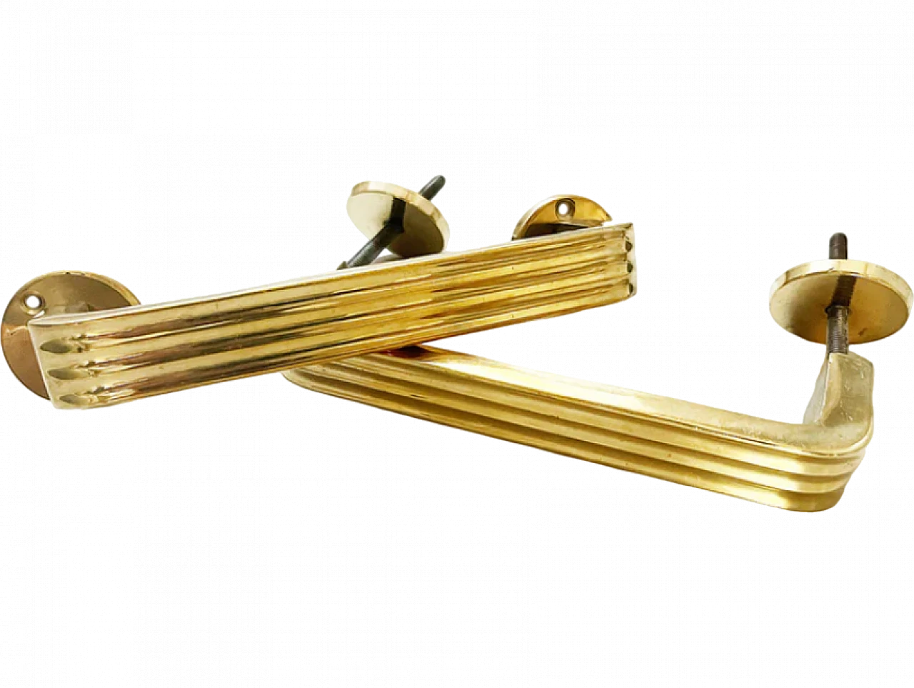 Coppia di maniglie in ottone pieno, anni '50 4