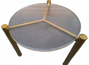 Tavolino da caffè tripode in ottone, anni 2000