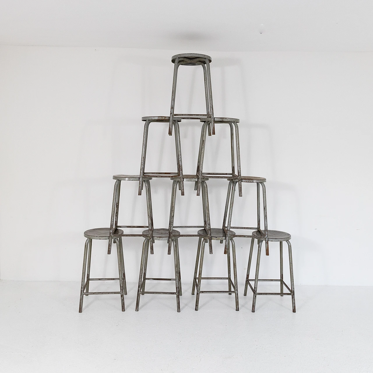 10 Sgabelli industriali in metallo, anni '70 4