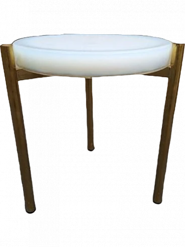 Tavolino da caffè tripode in ottone e vero, anni 2000