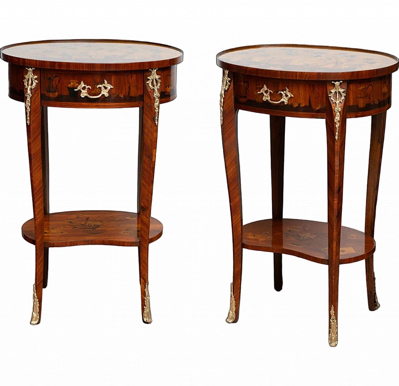 Coppia di comodini a fagiolo intarsiati Napoleone III, '800 9