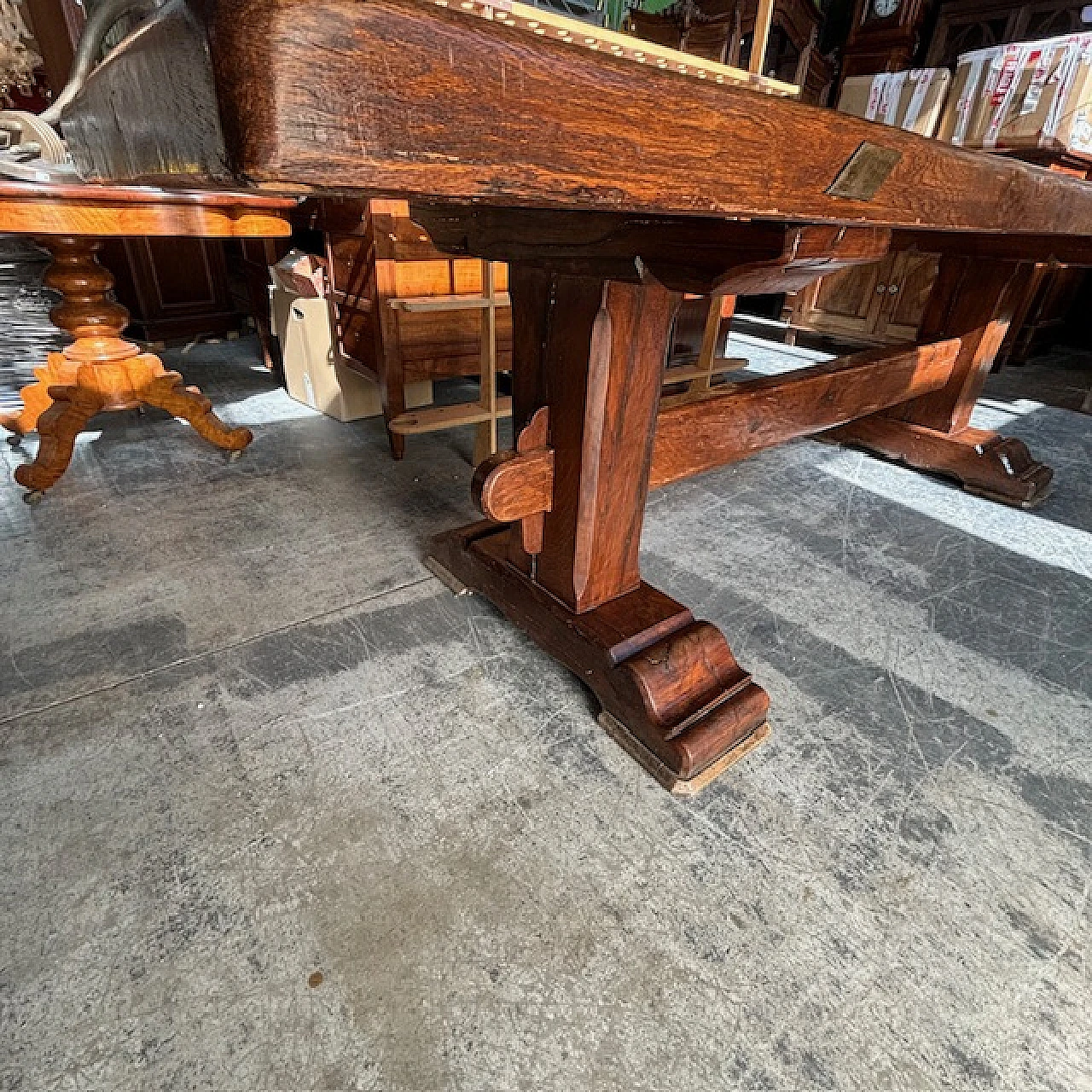 F.lli Papini, large Fratino table in solid Tuscan oak, 20th century 2