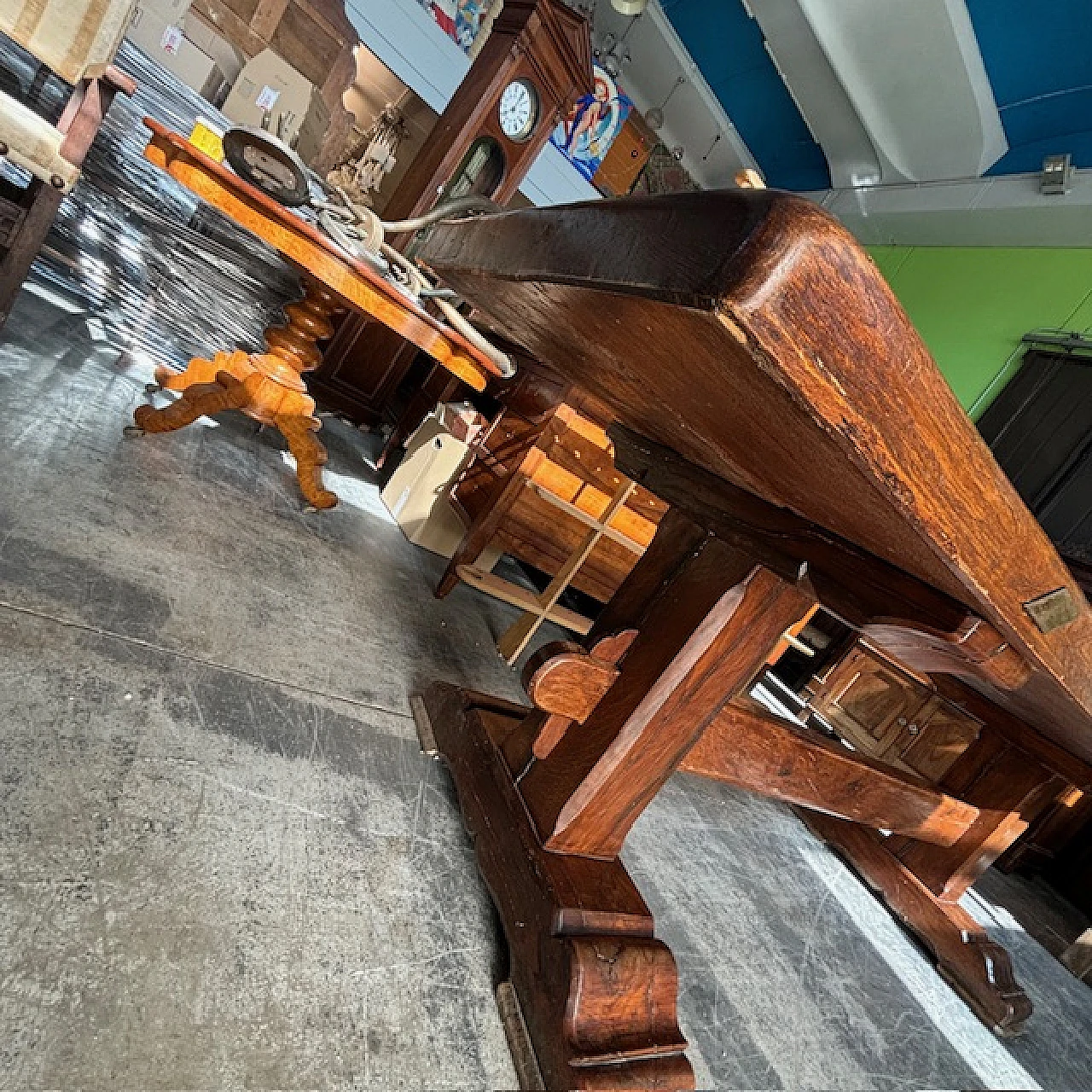 F.lli Papini, large Fratino table in solid Tuscan oak, 20th century 3