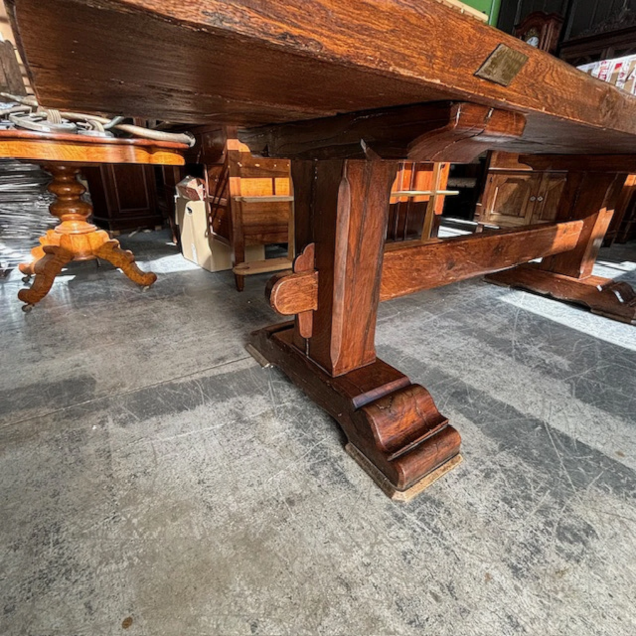 F.lli Papini, large Fratino table in solid Tuscan oak, 20th century 8