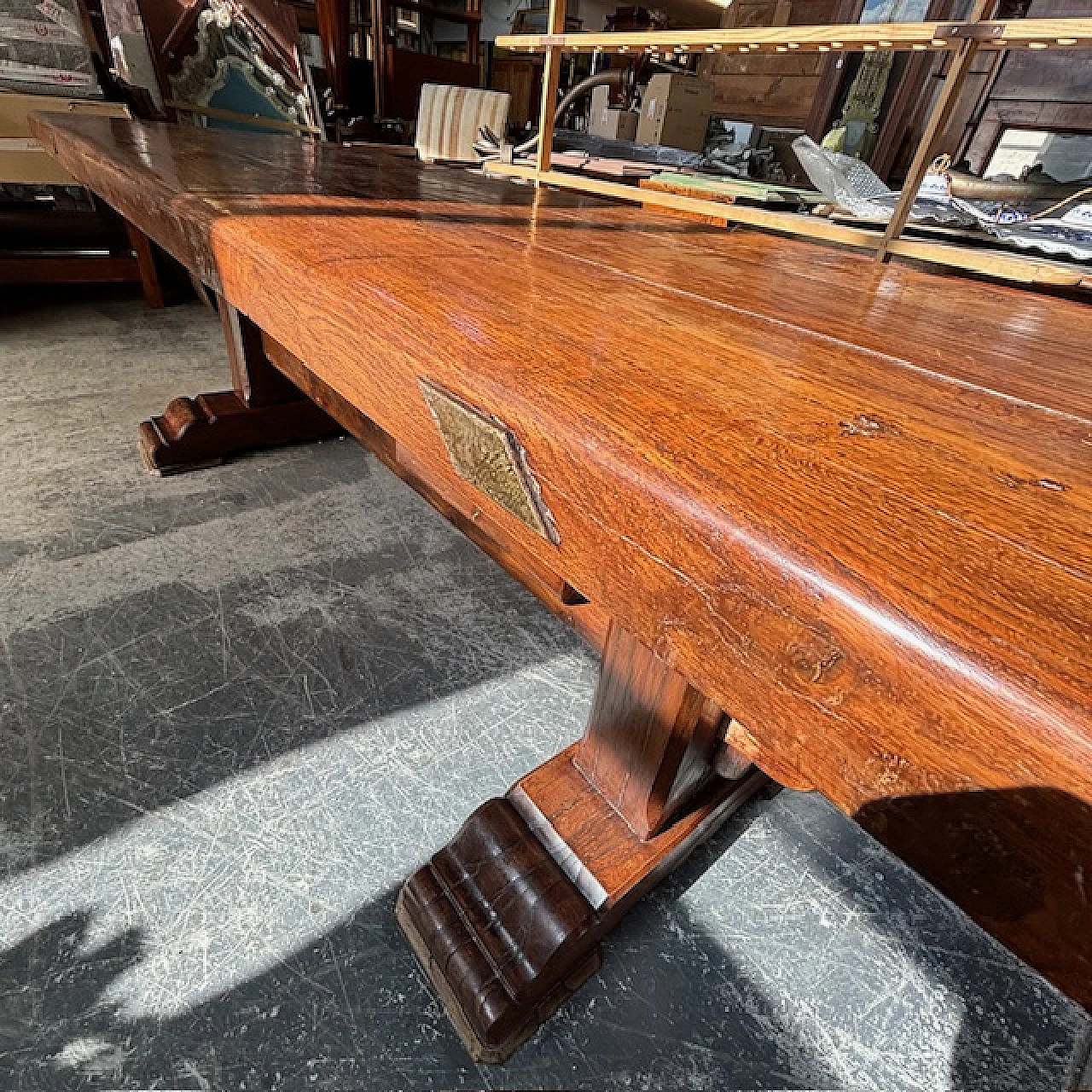 F.lli Papini, large Fratino table in solid Tuscan oak, 20th century 9