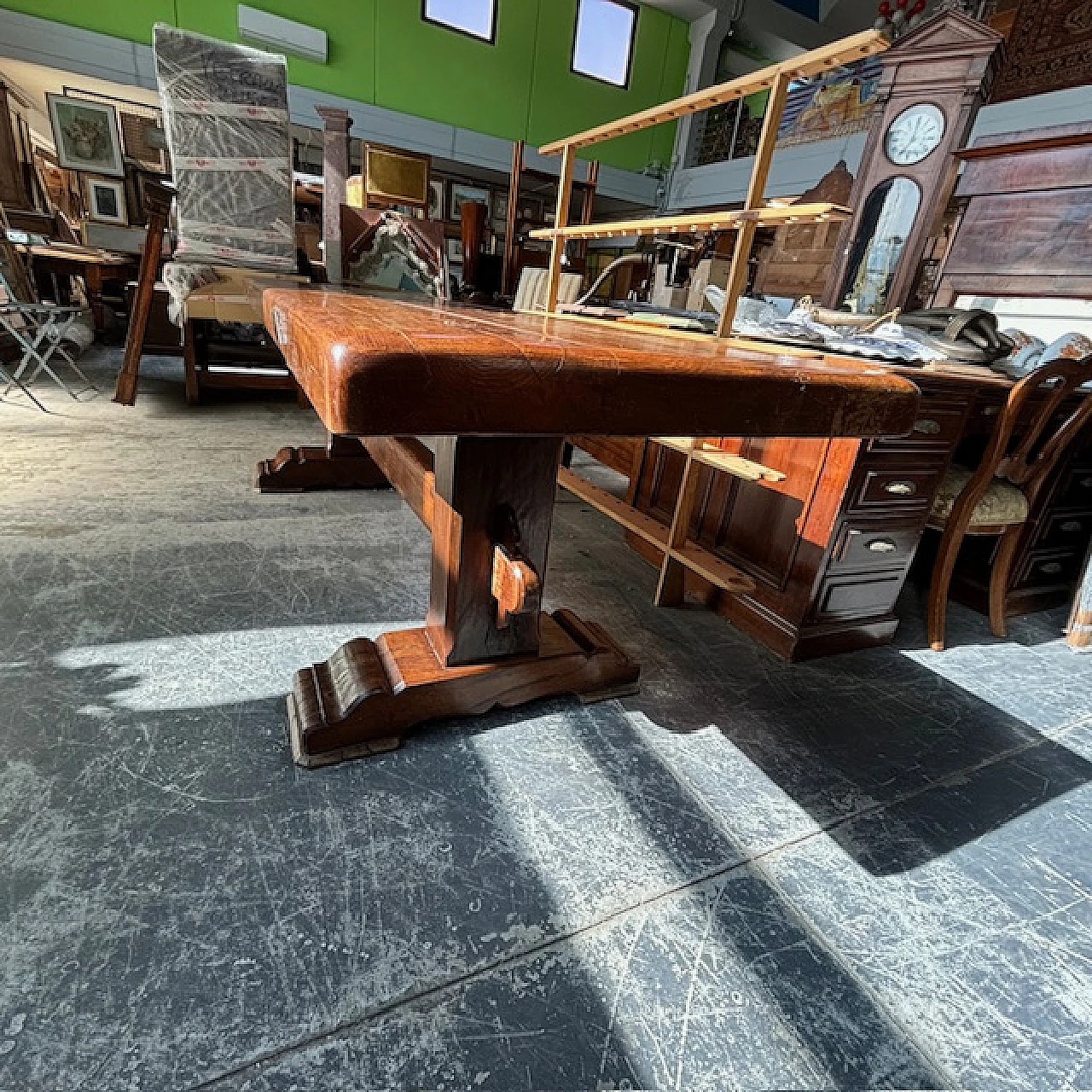 F.lli Papini, large Fratino table in solid Tuscan oak, 20th century 12