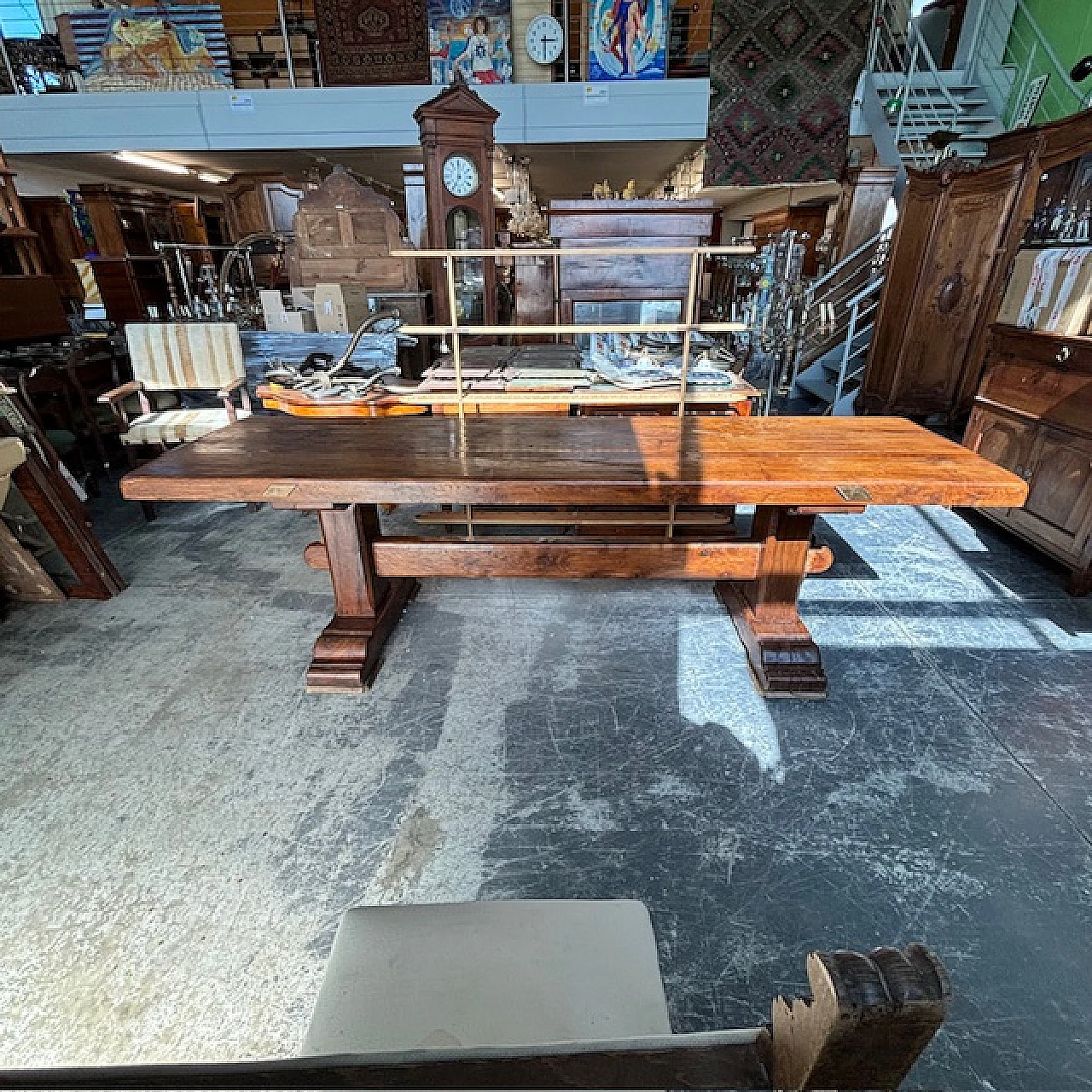 F.lli Papini, large Fratino table in solid Tuscan oak, 20th century 13