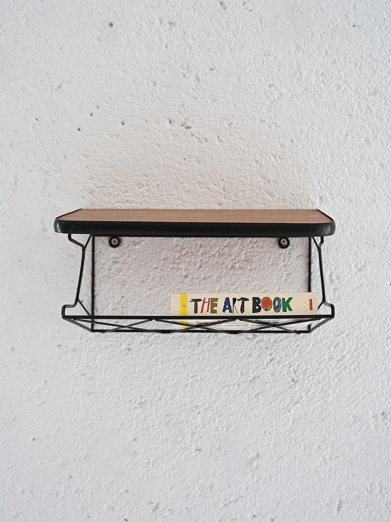 Comodino sospeso in teak e metallo 1