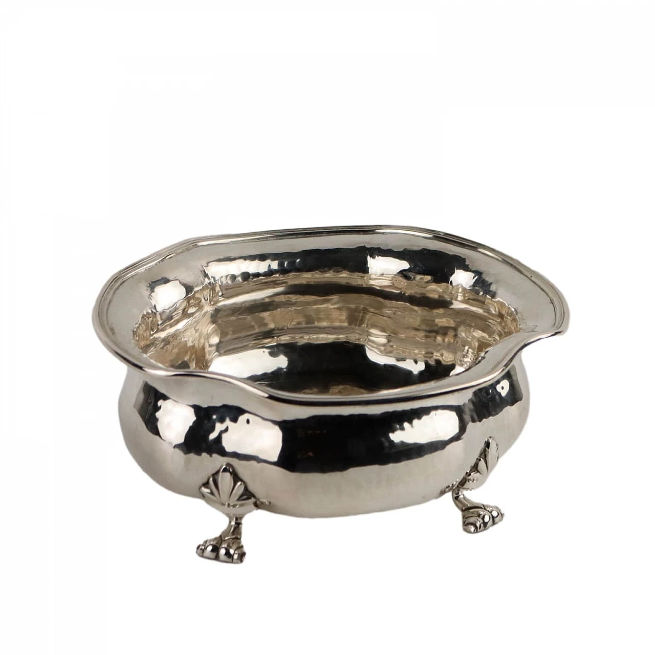 Hand-hammered silver with four feet by Fratelli Calegaro, 1960s 1