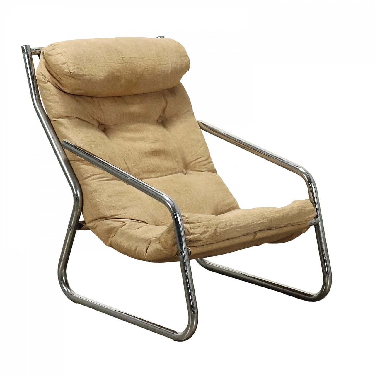 Armchair with chrome-plated tubular frame, 1970s 1