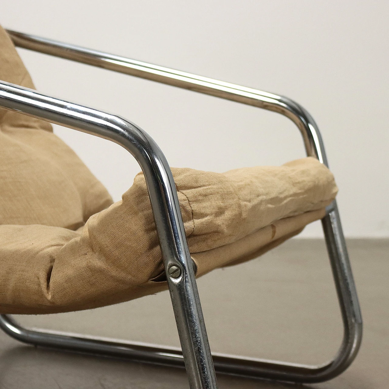 Armchair with chrome-plated tubular frame, 1970s 4