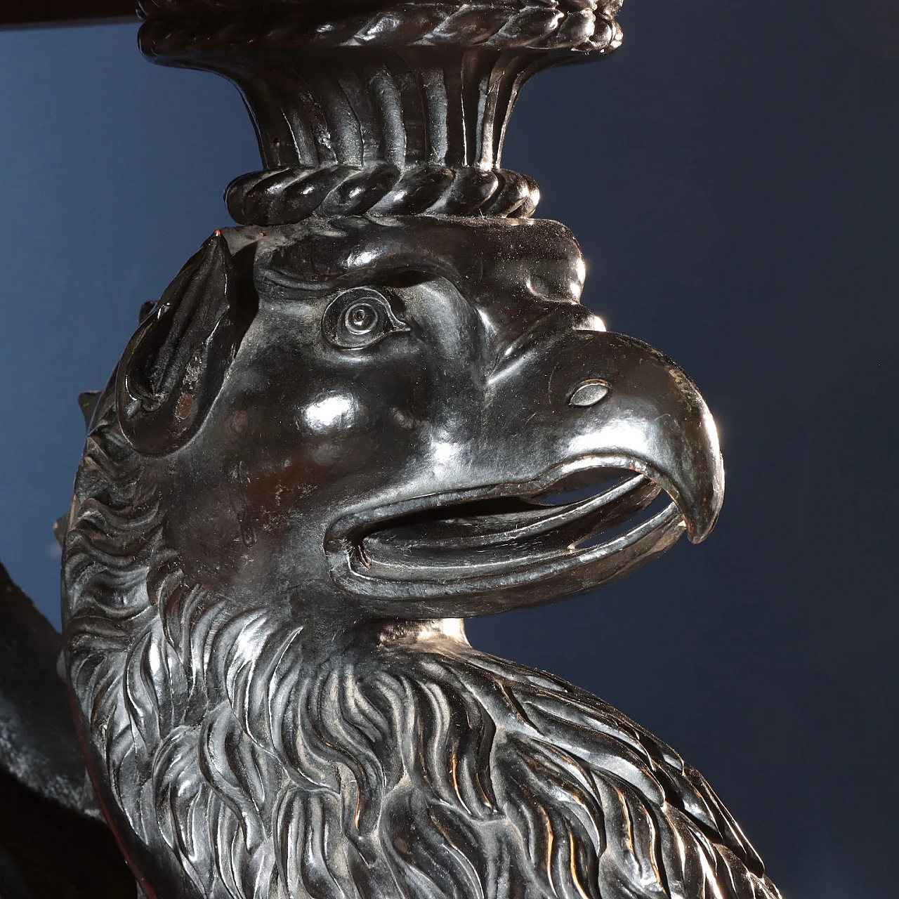 Consolle inglese in legno con specchio e grifoni ebanizzati, '800 3