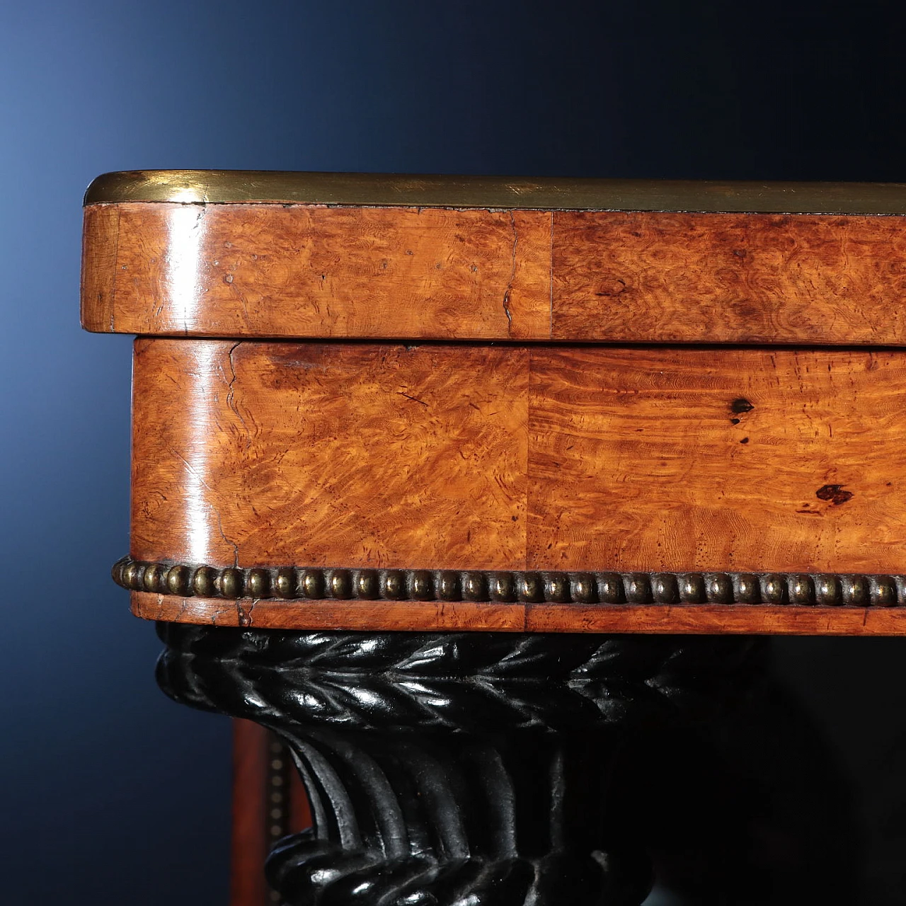 Consolle inglese in legno con specchio e grifoni ebanizzati, '800 7