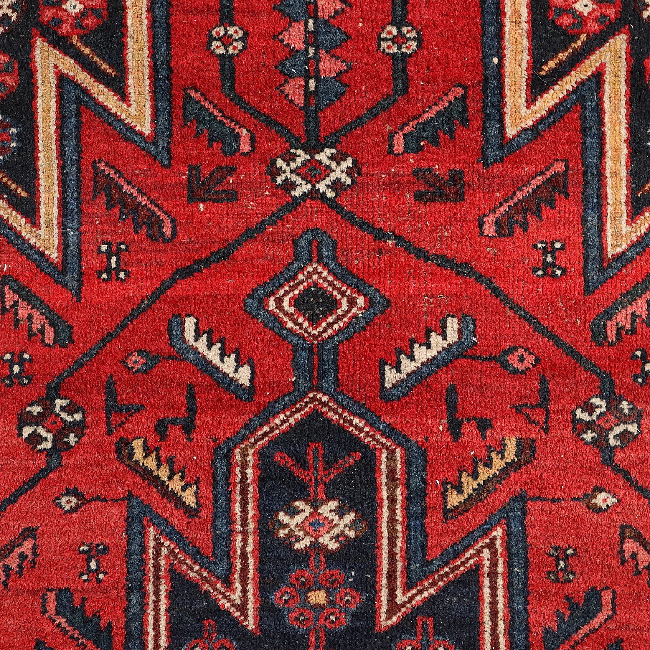 Tappeto Mazlagan rosso nodo grosso in cotone e lana 4
