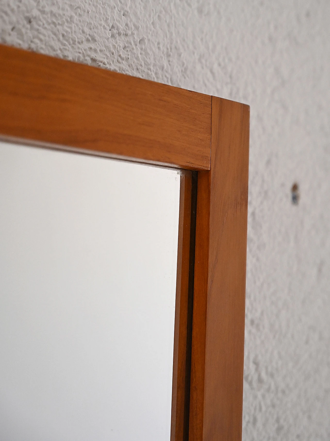 Specchio danese in teak con cornice in legno vintage, anni '60 2