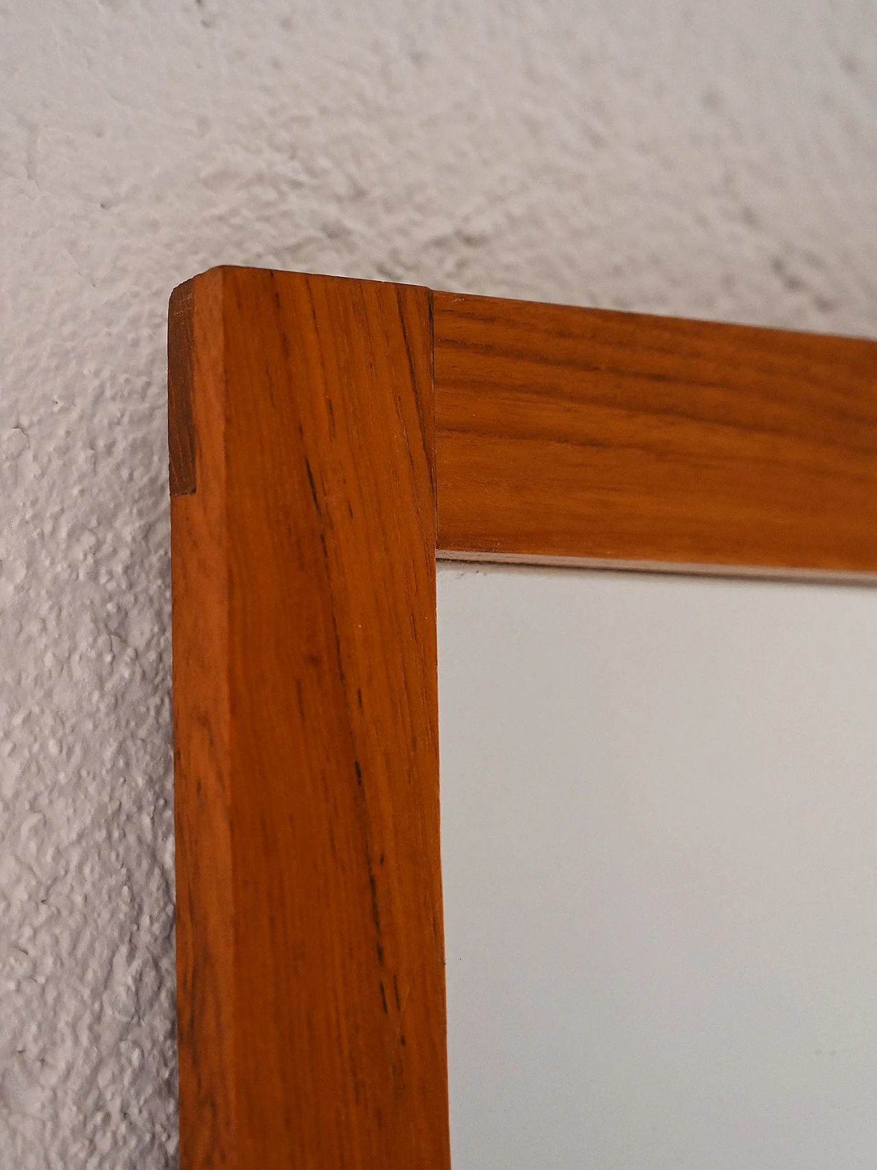 Specchio danese in teak con cornice in legno vintage, anni '60 3