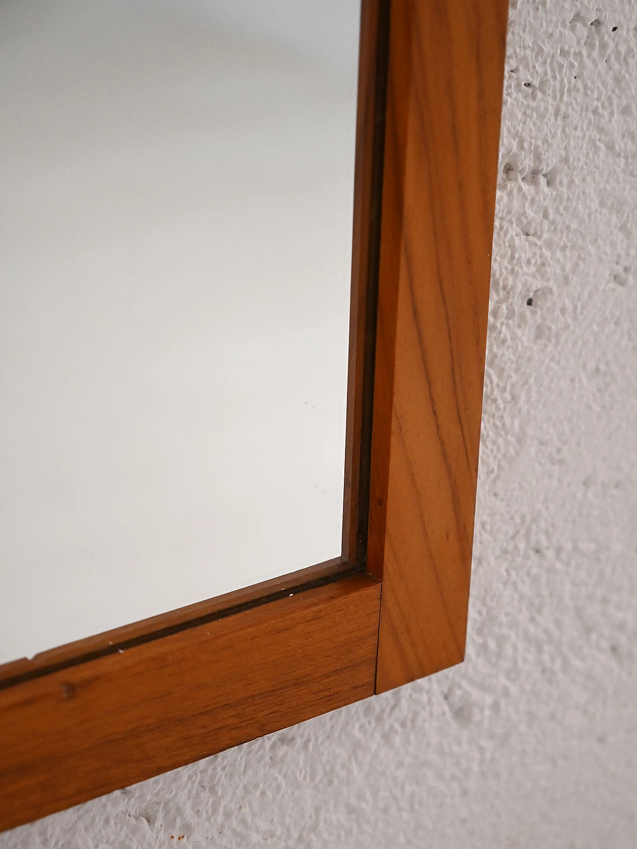 Specchio danese in teak con cornice in legno vintage, anni '60 4