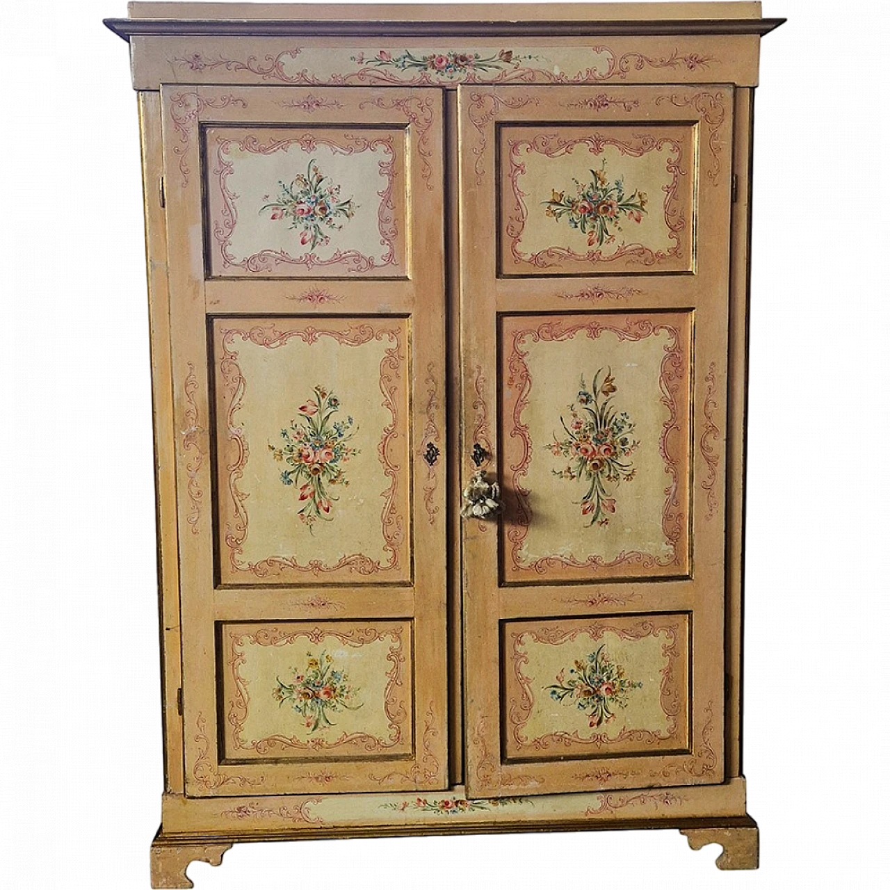 Armadio a due ante laccato in stile tirolese, fine '800 7