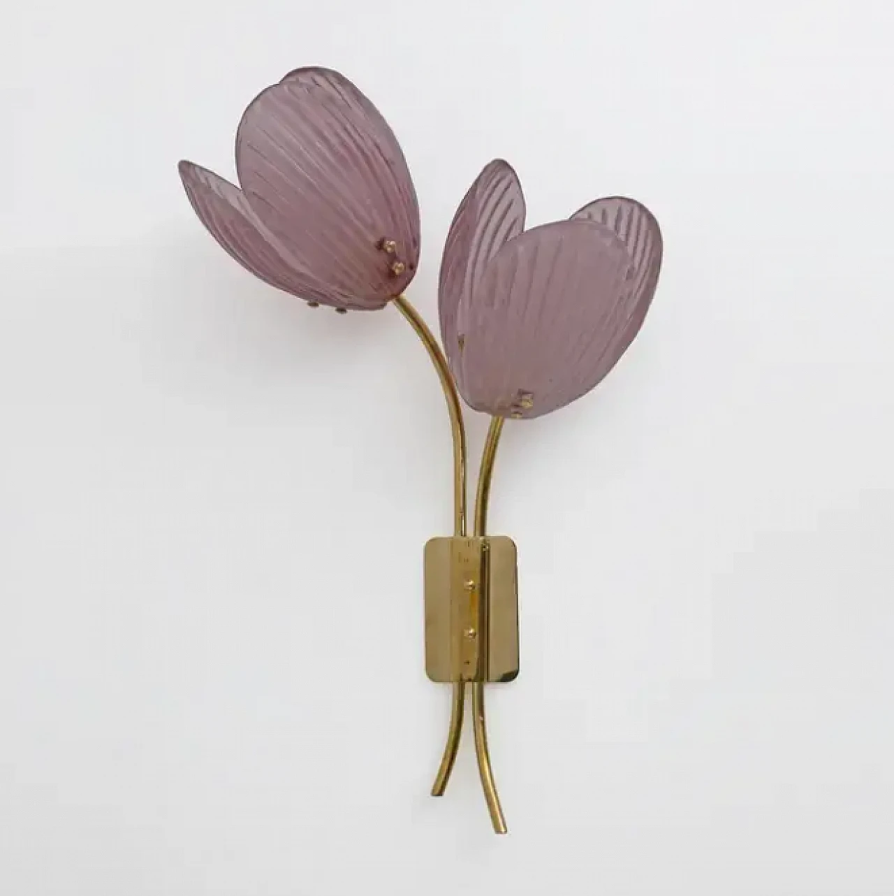 Pair of Tulips Murano glass and brass sconces, 2000s 5