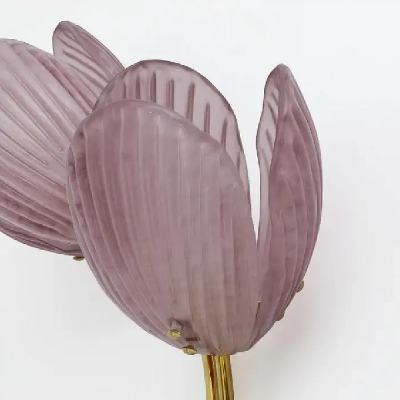 Pair of Tulips Murano glass and brass sconces, 2000s 8