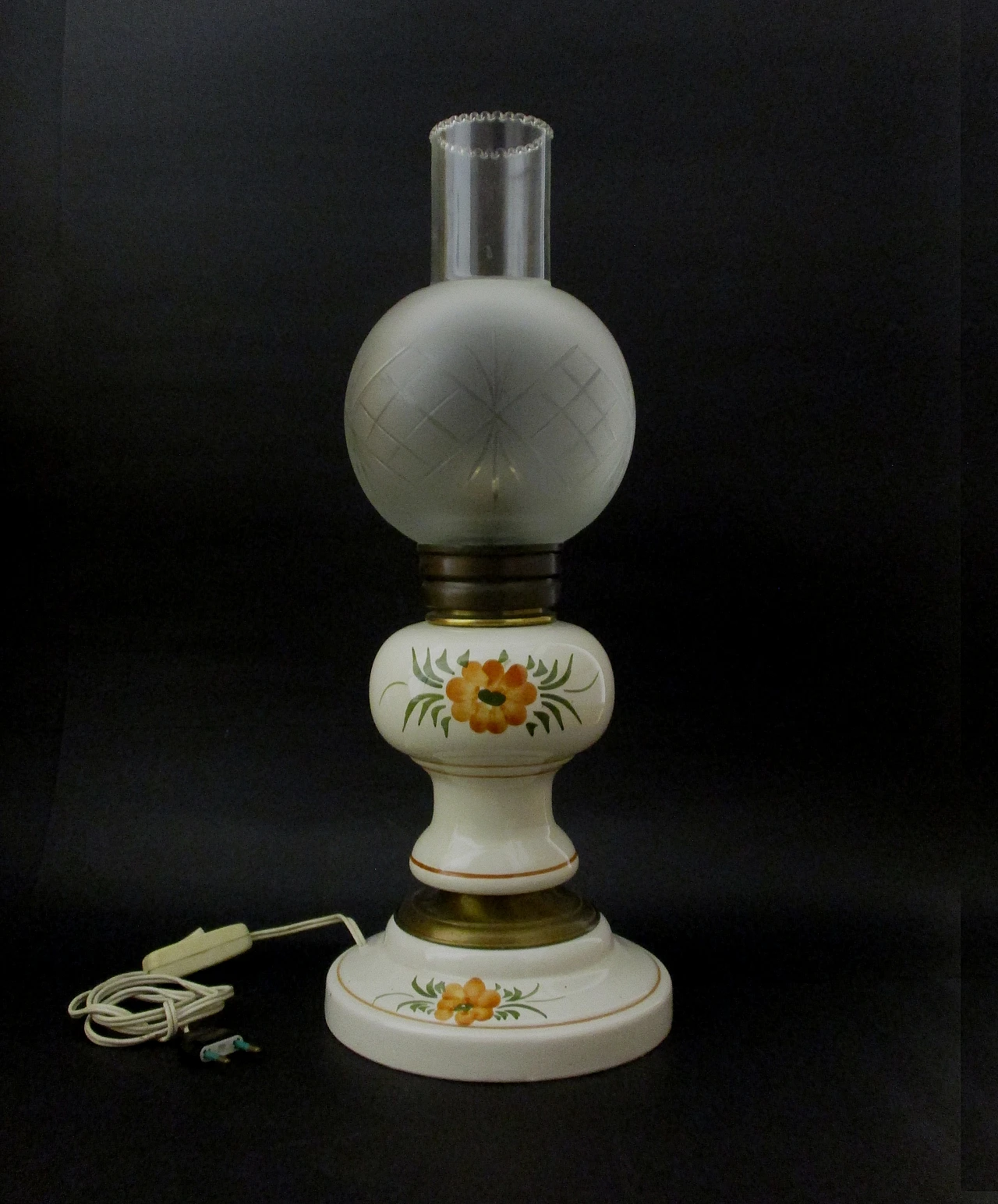 Lampada lume in ceramica bassano e vetro metà '900 2