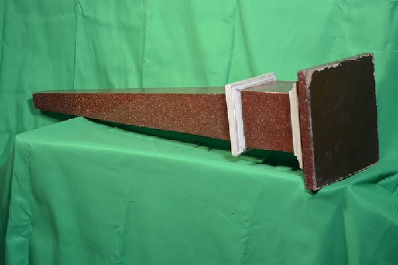 Lacquered wooden obelisk in porphyry and white Carrara, 1970s 5