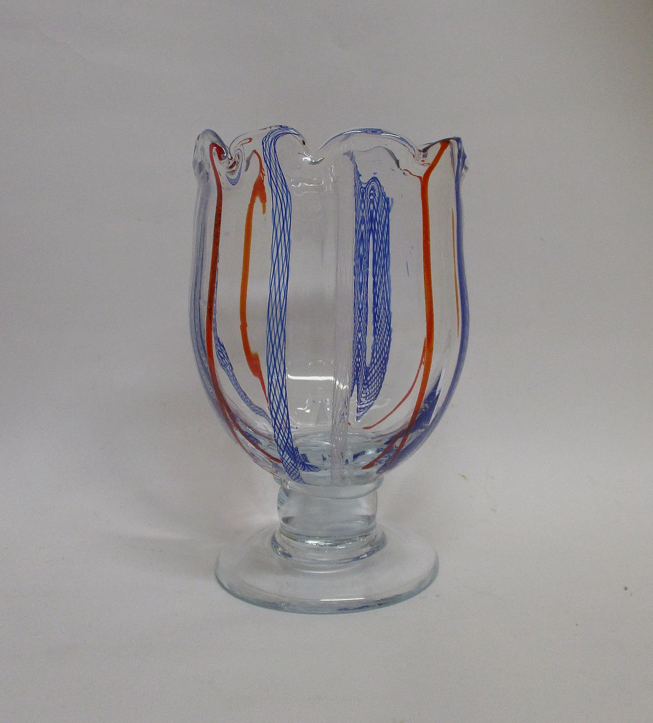 Artistic blown filigrana Murano glass vase, 1960s 2