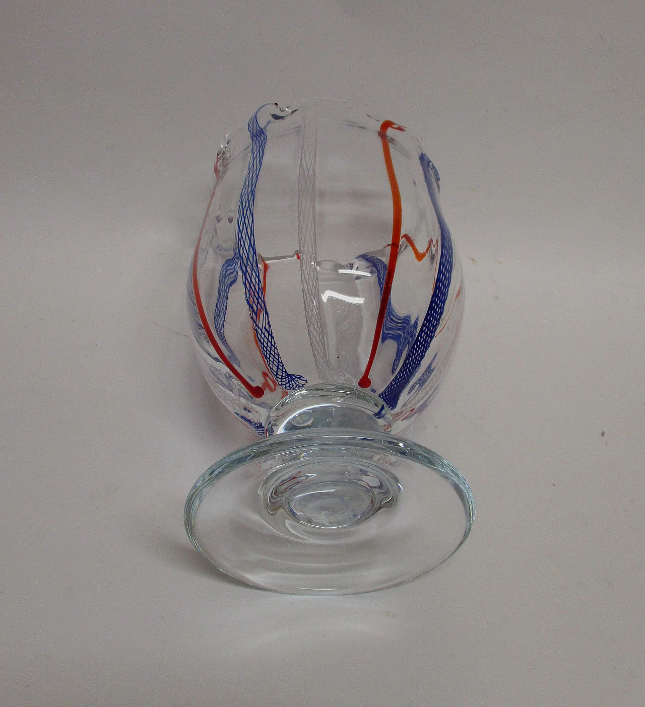Artistic blown filigrana Murano glass vase, 1960s 5