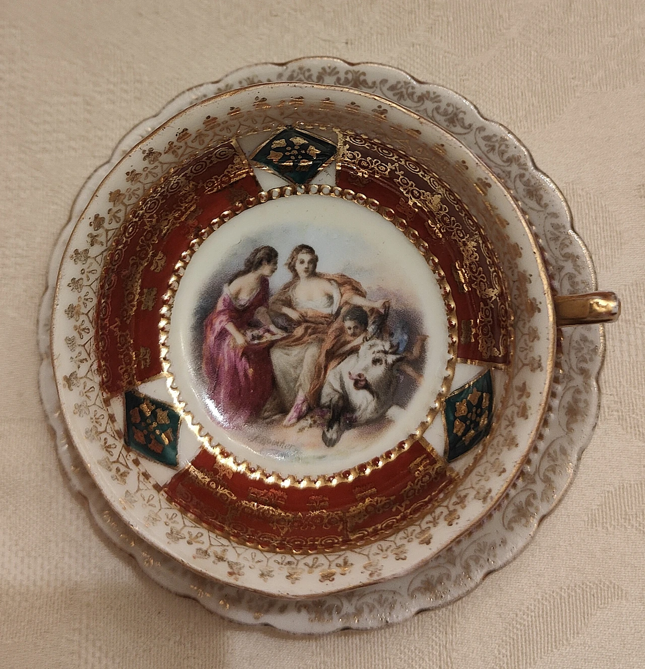 Tazza da caffè e piattino in porcellana Royal Vienna fine Ottocento 7