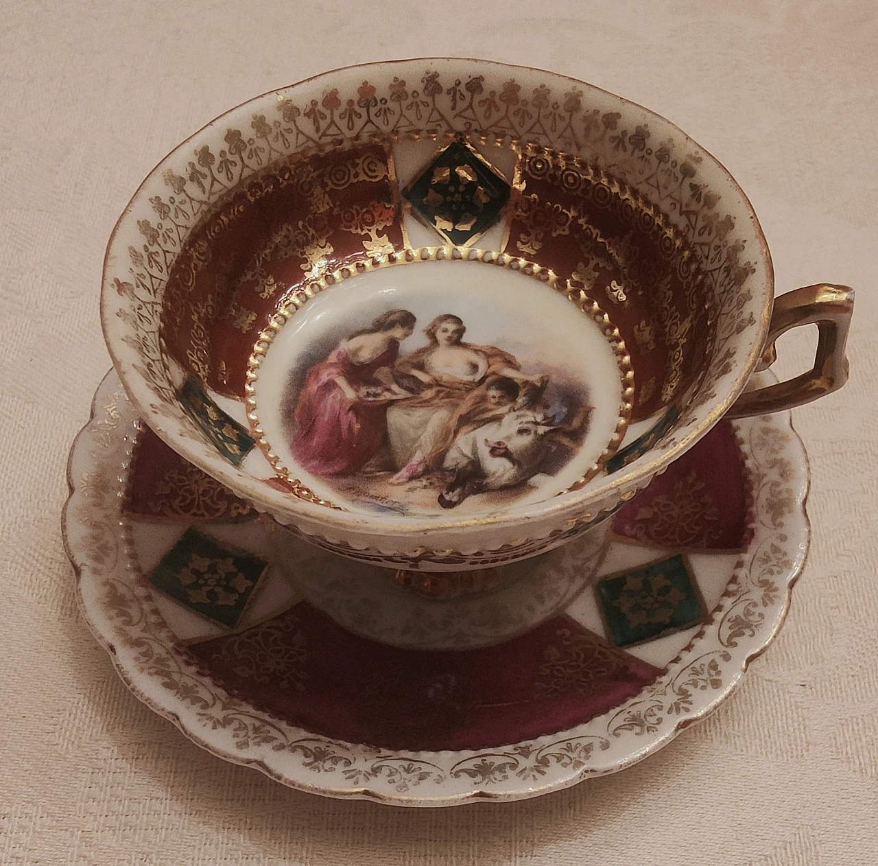 Tazza da caffè e piattino in porcellana Royal Vienna fine Ottocento 9