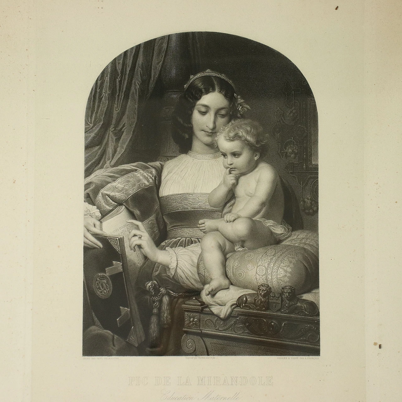 Gruppo di 4 cornici dorate con stampe, del '800 8