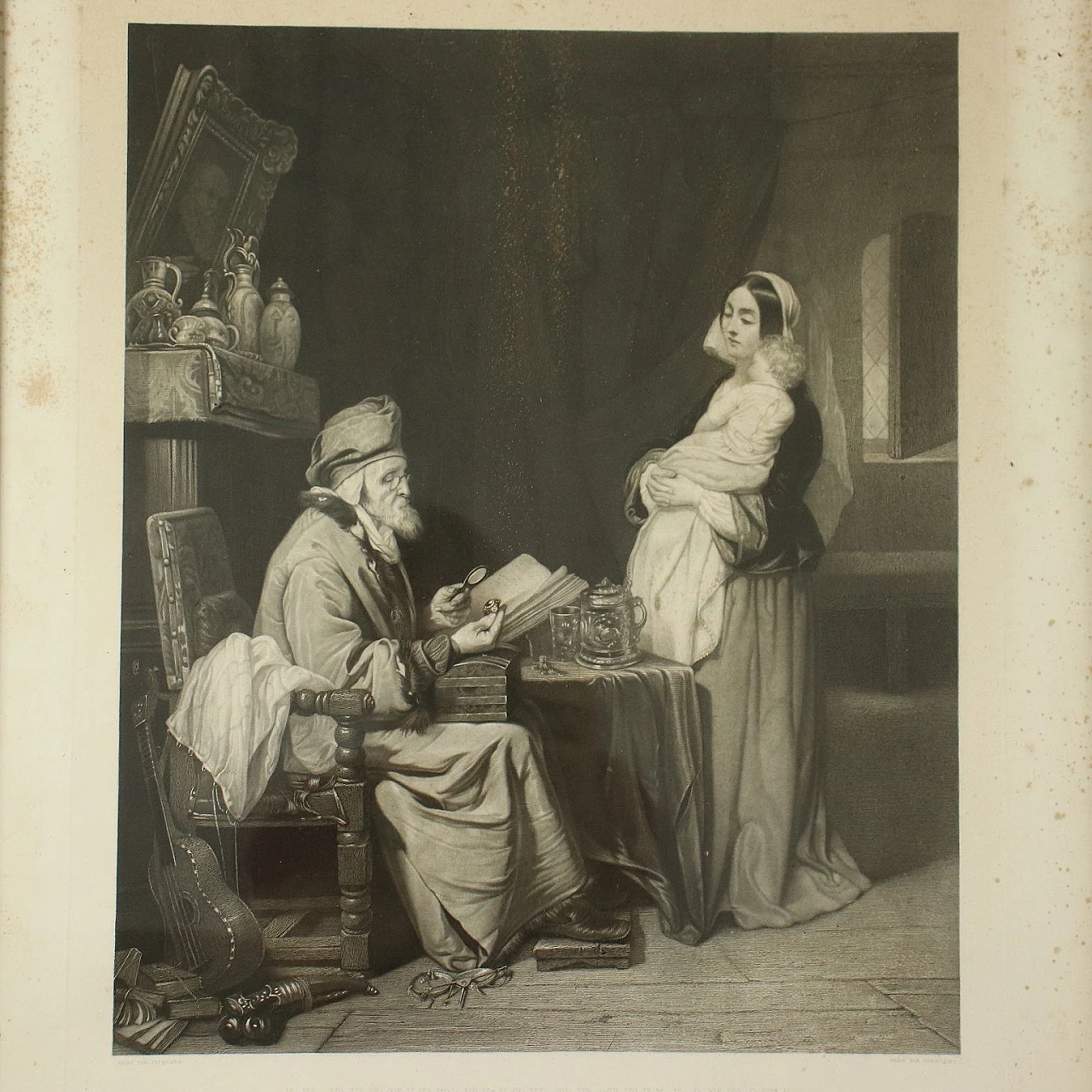 Gruppo di 4 cornici dorate con stampe, del '800 10