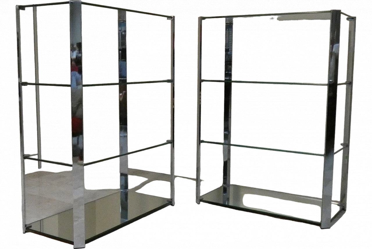 Vetrine a giorno in acciaio e cristallo di Cidue, Italia, anni '70 21
