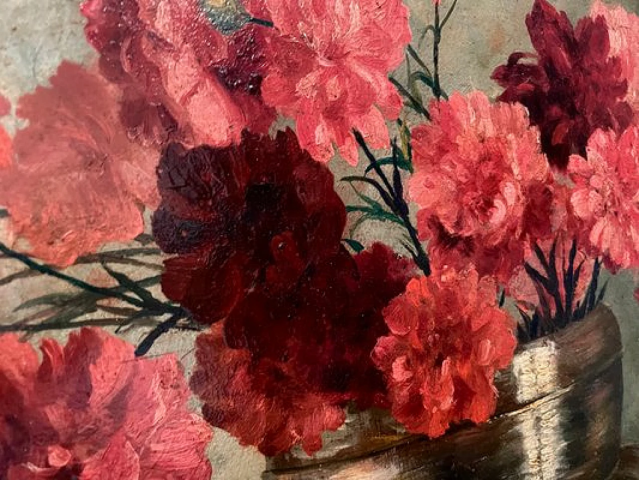 Natura morta, olio su cartone con cornice, inizio '900 2