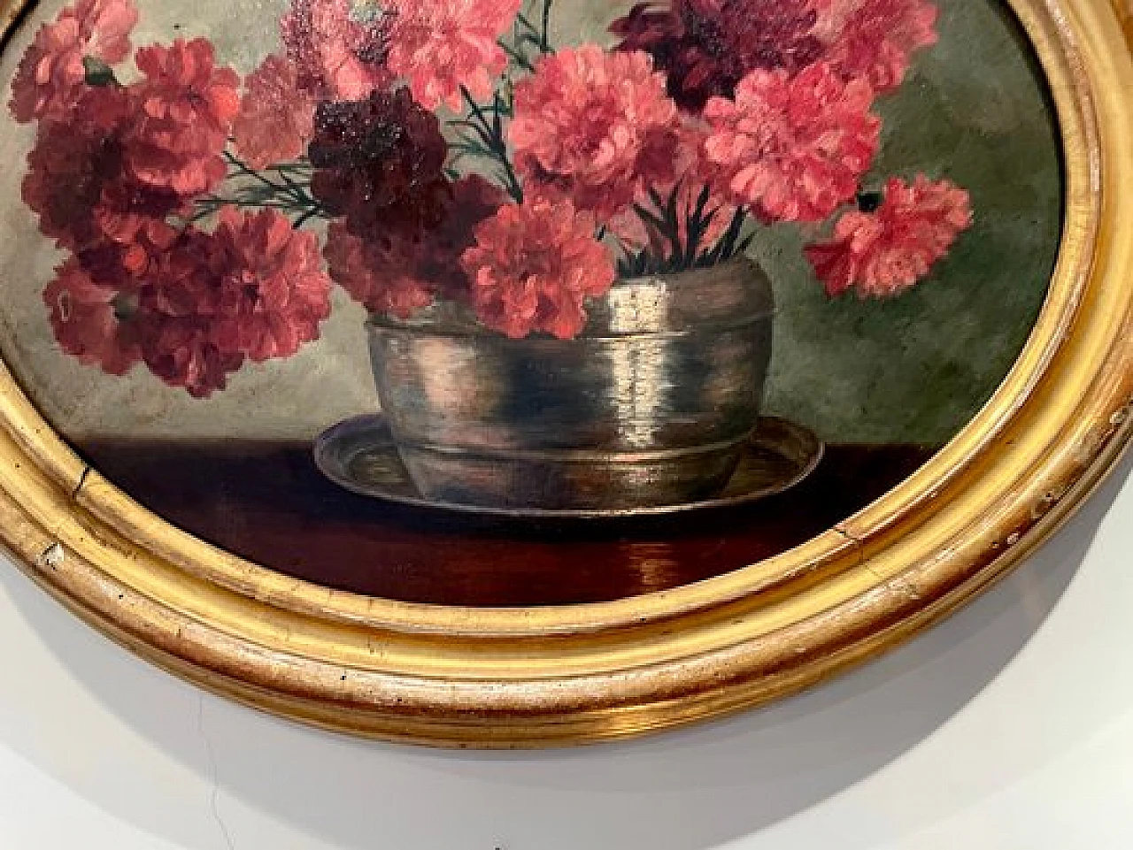 Natura morta, olio su cartone con cornice, inizio '900 4