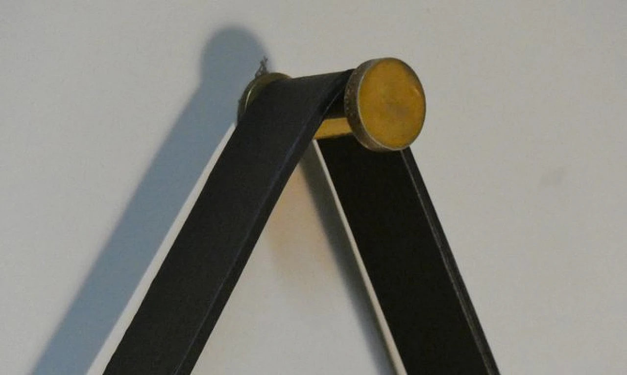 Wall mirror in teak, brass and leather, 1960s 7