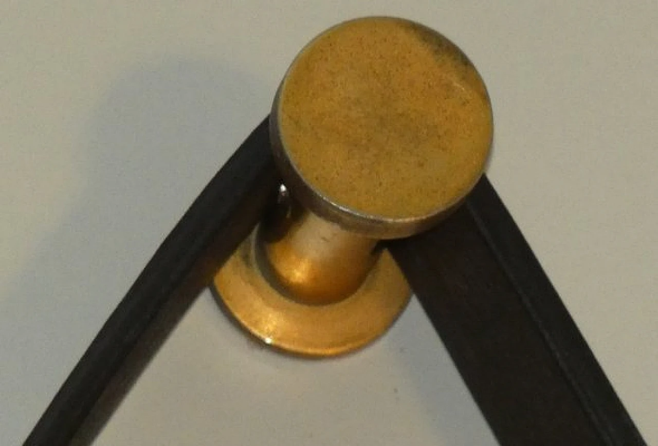 Wall mirror in teak, brass and leather, 1960s 8