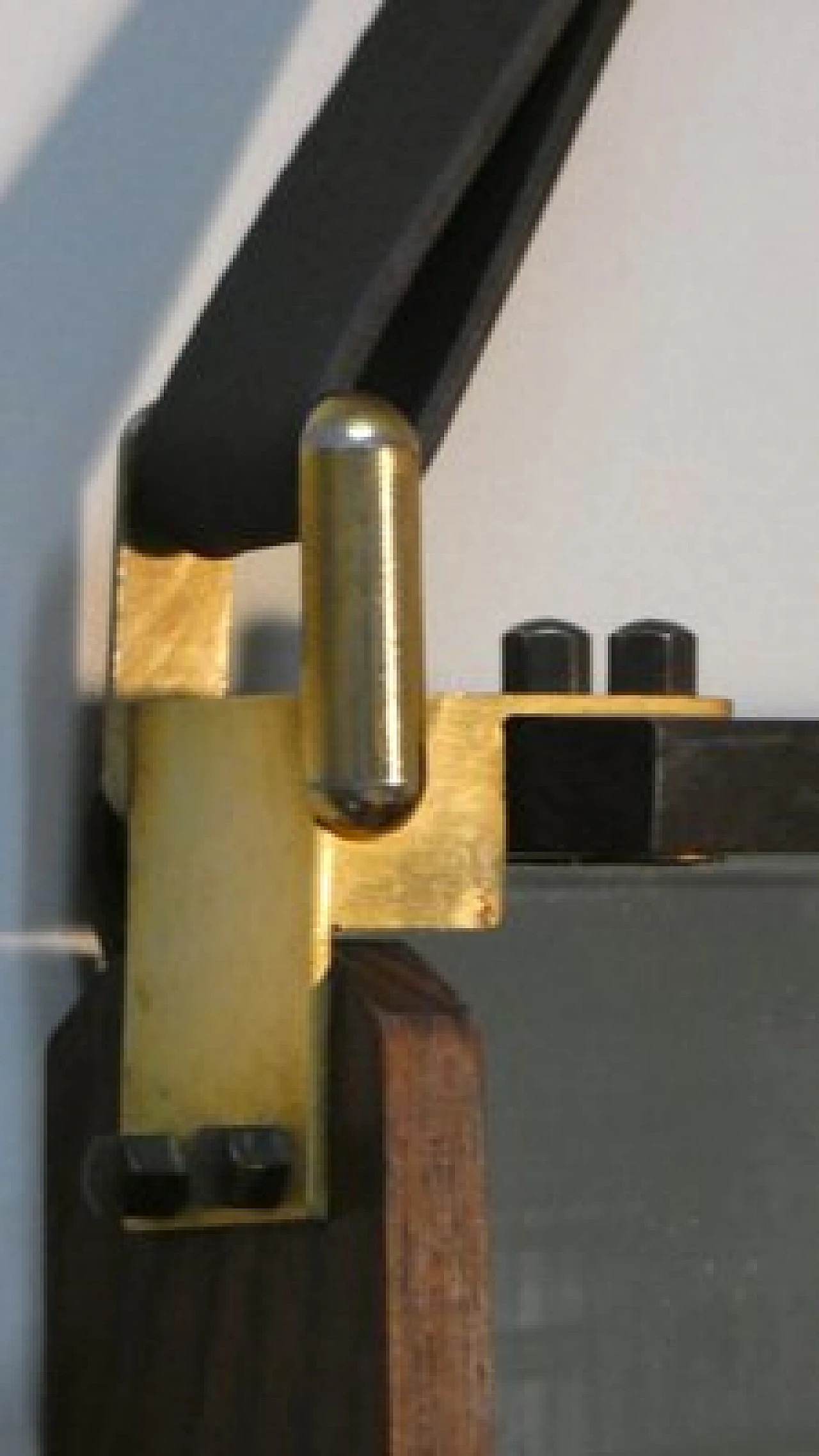 Wall mirror in teak, brass and leather, 1960s 11