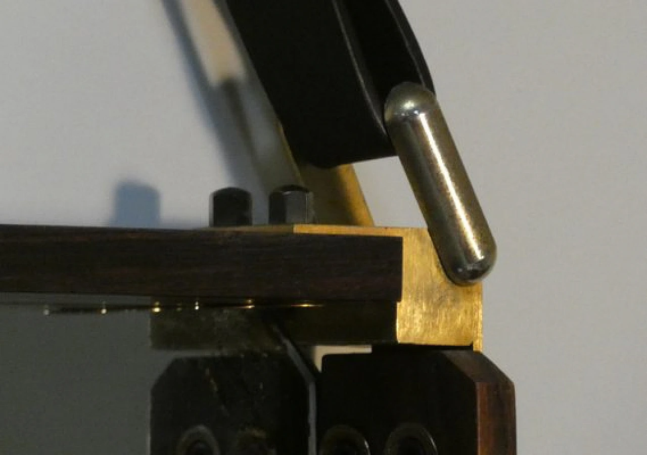 Wall mirror in teak, brass and leather, 1960s 12