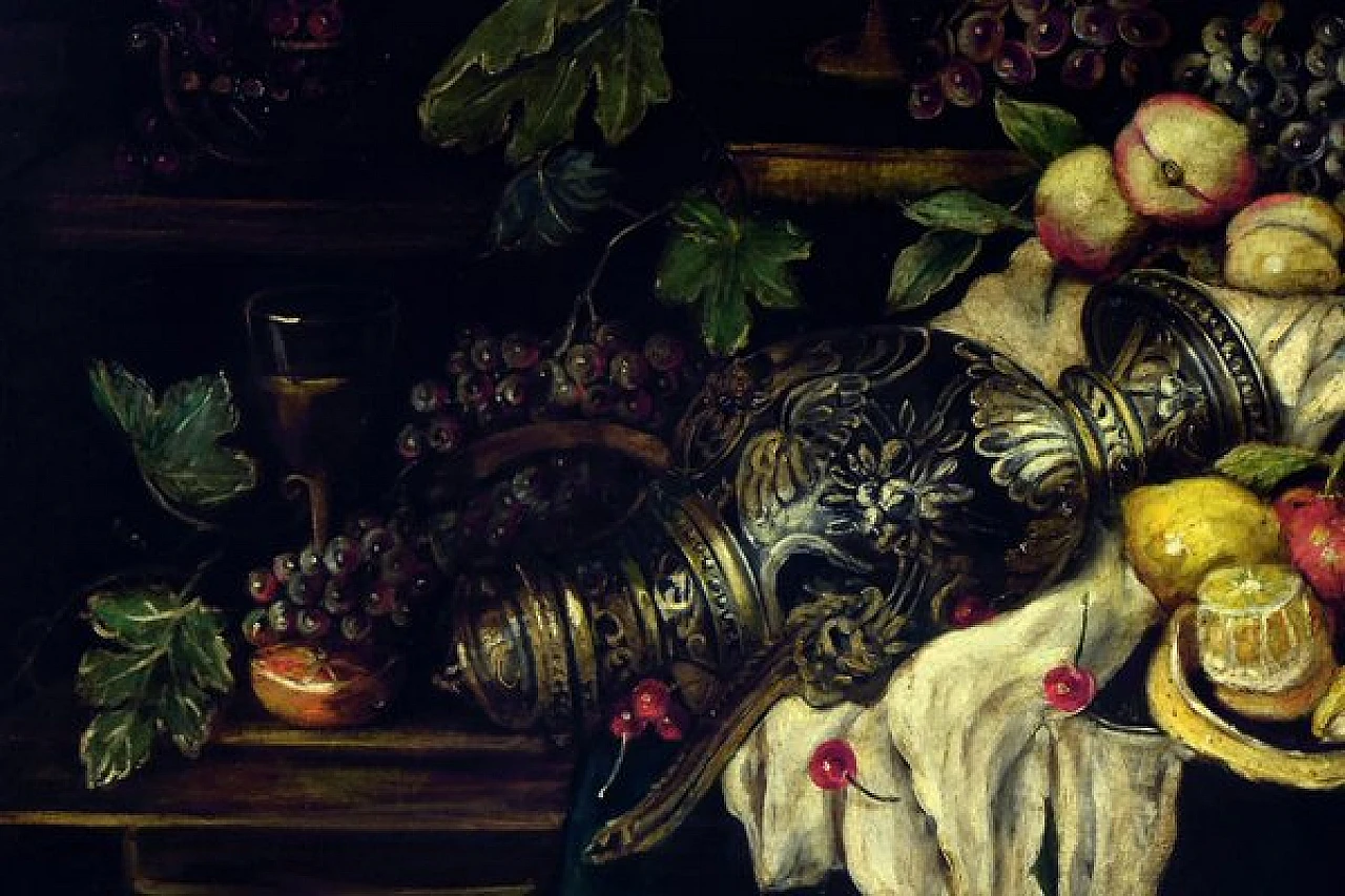 Natura morta con frutta di Andrea Marinelli, olio su tela, anni '80 5