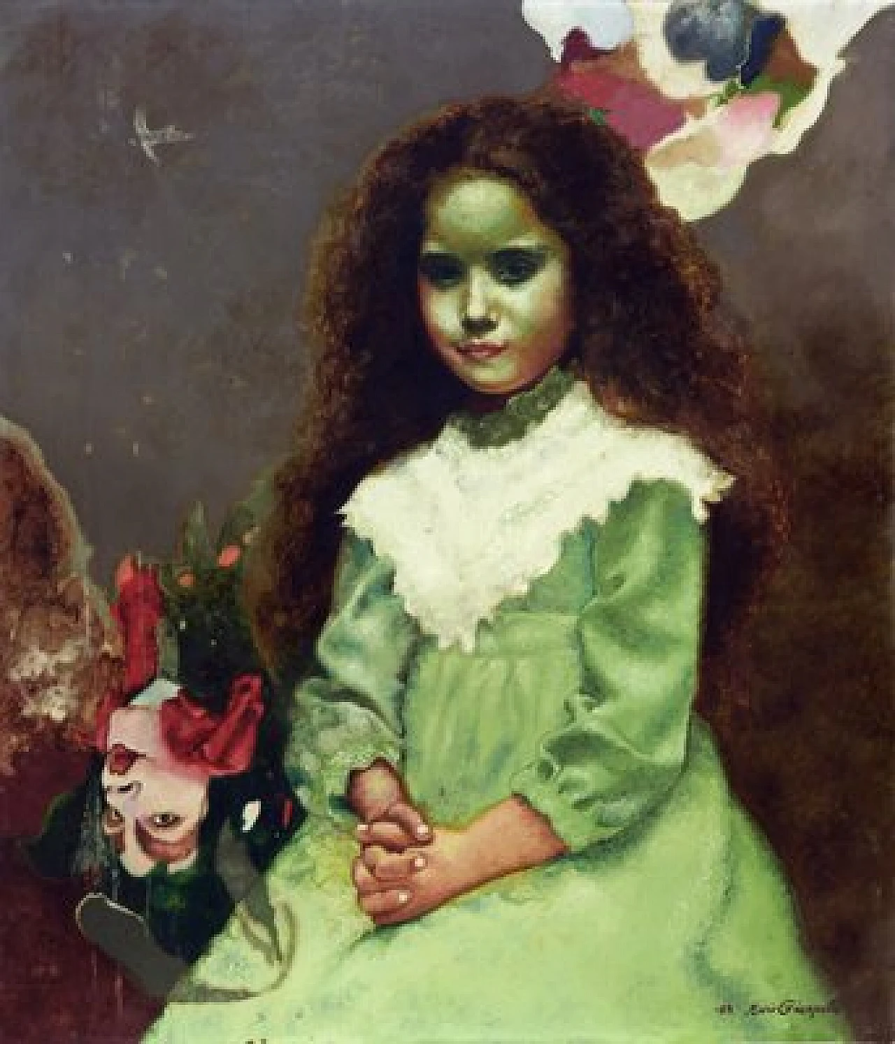 Volto con fiori di Mario Gianquitto, olio su tela, anni '90 1