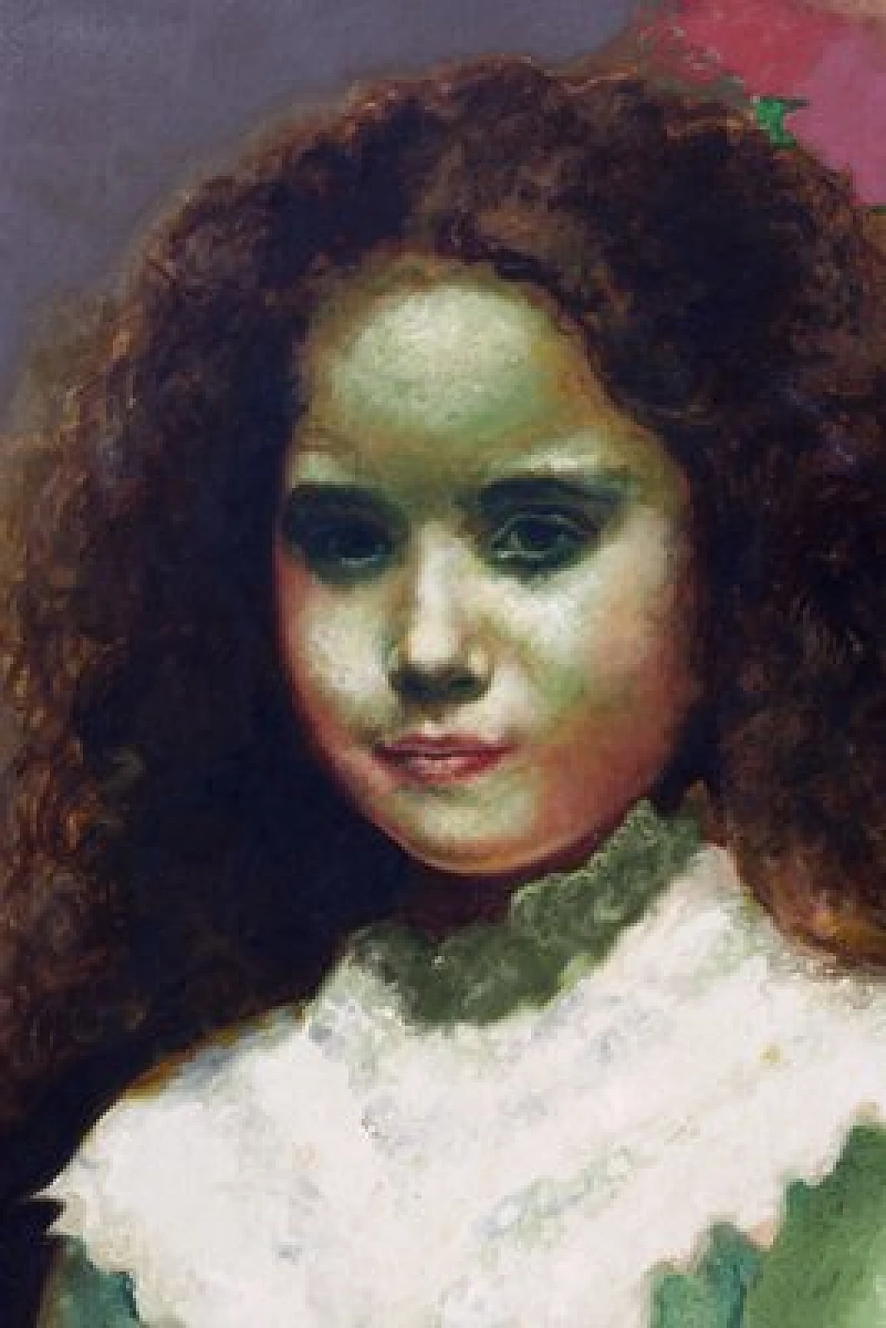 Volto con fiori di Mario Gianquitto, olio su tela, anni '90 2