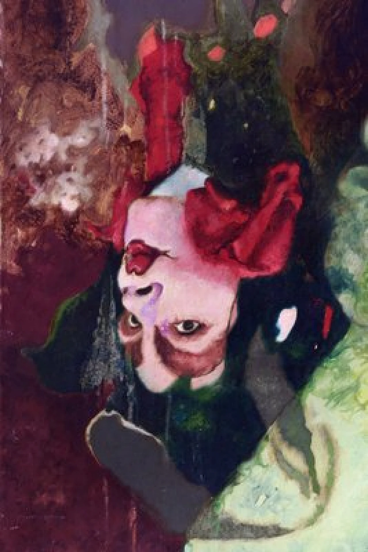 Volto con fiori di Mario Gianquitto, olio su tela, anni '90 3