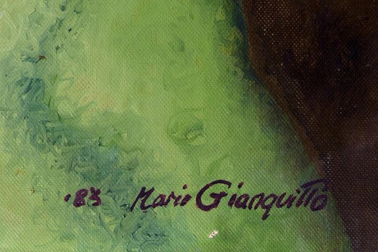 Volto con fiori di Mario Gianquitto, olio su tela, anni '90 4