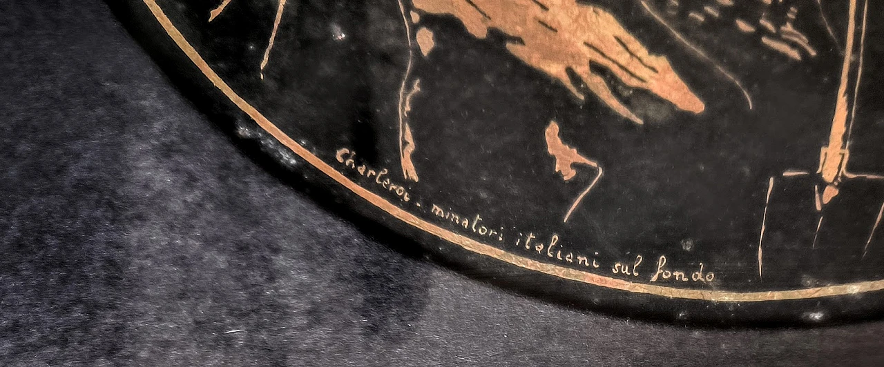 Miners in Charleroi, painted and engraved copper roundel, 1960 4