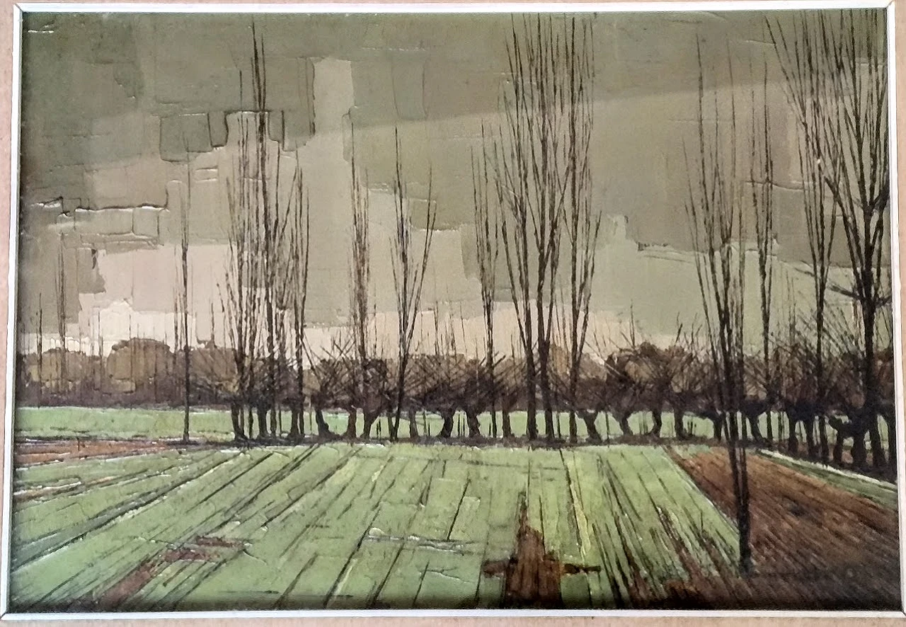 Oil panting on canvas by Renzo Ravazzotti "Prato", 1960s 2